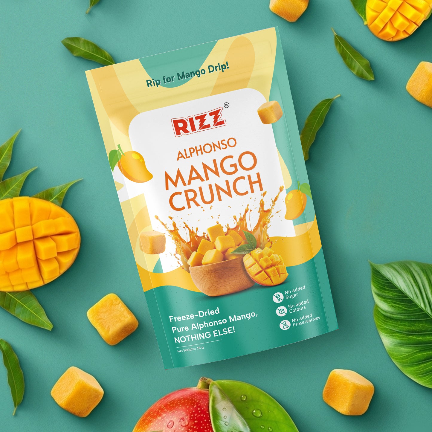 Rizz Mango Crunchies – Freeze Dried Alphonso Mango Snack | No Added Sugar | Healthy Fruit Snack (Pack of 2)
