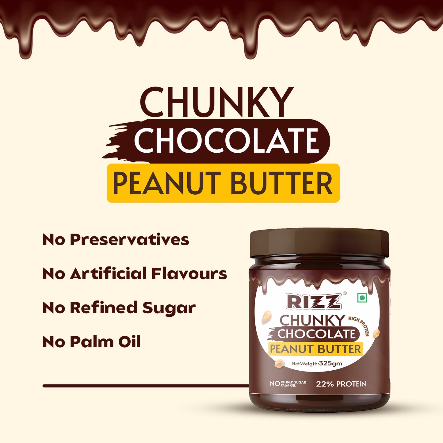 Rizz peanut butter – no palm oil no refined sugar clean label