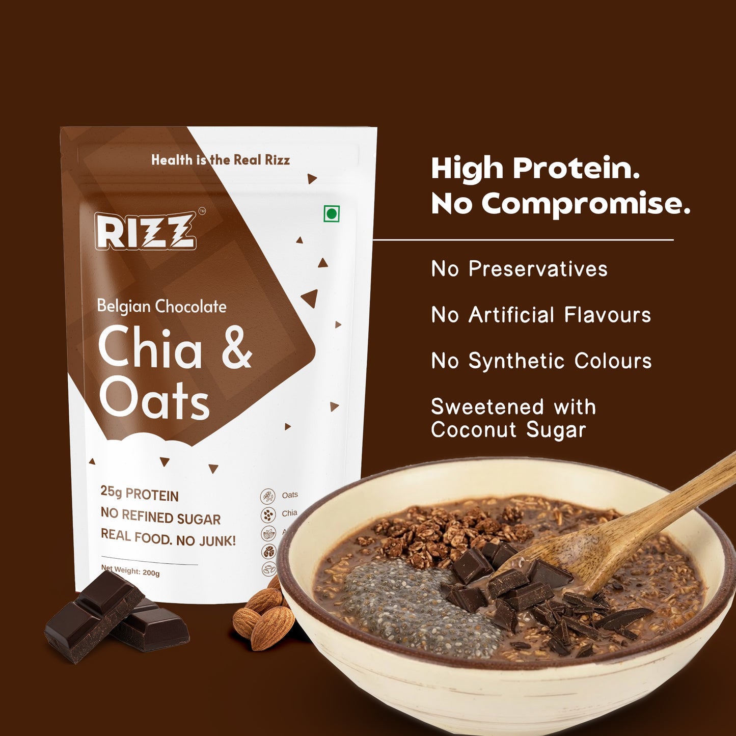 High protein chia oats breakfast bowl – no refined sugar