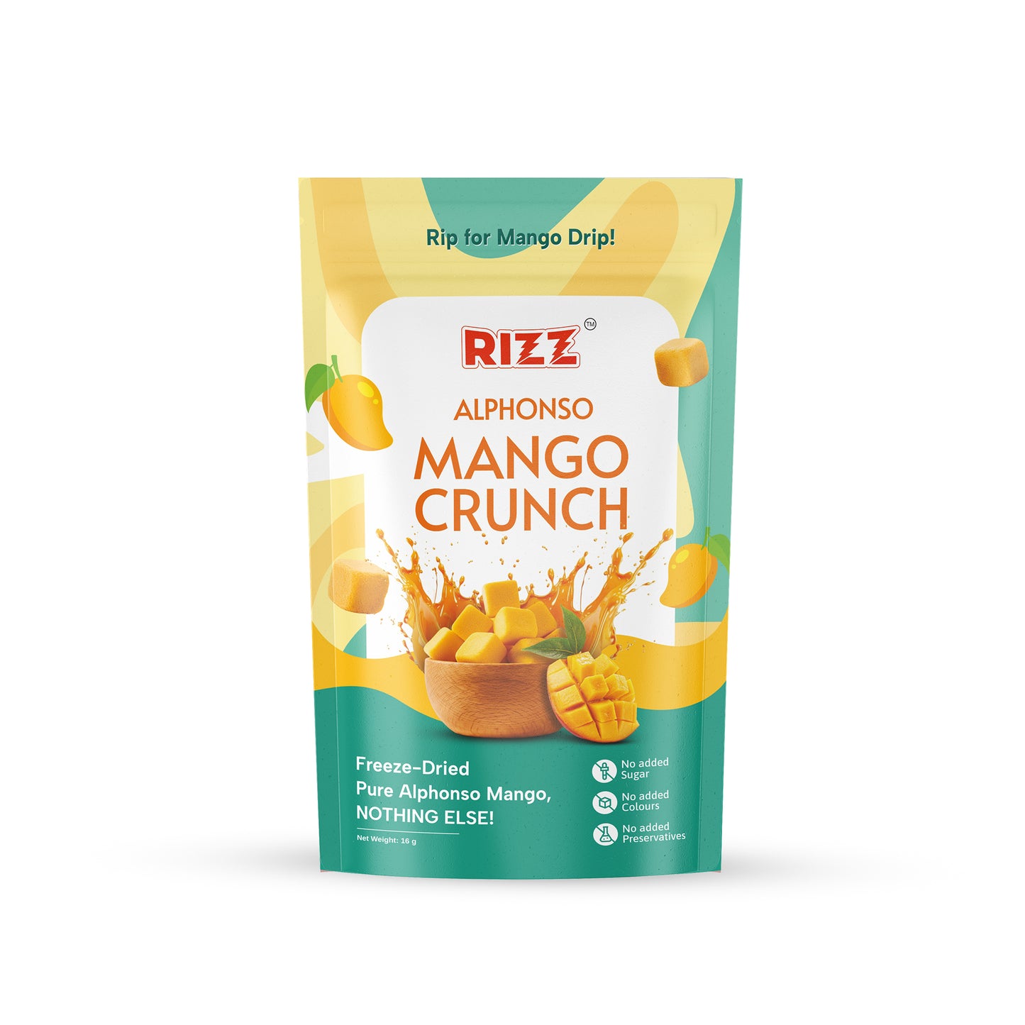 Rizz Mango Crunchies – Freeze Dried Alphonso Mango Snack | No Added Sugar | Healthy Fruit Snack (Pack of 2)