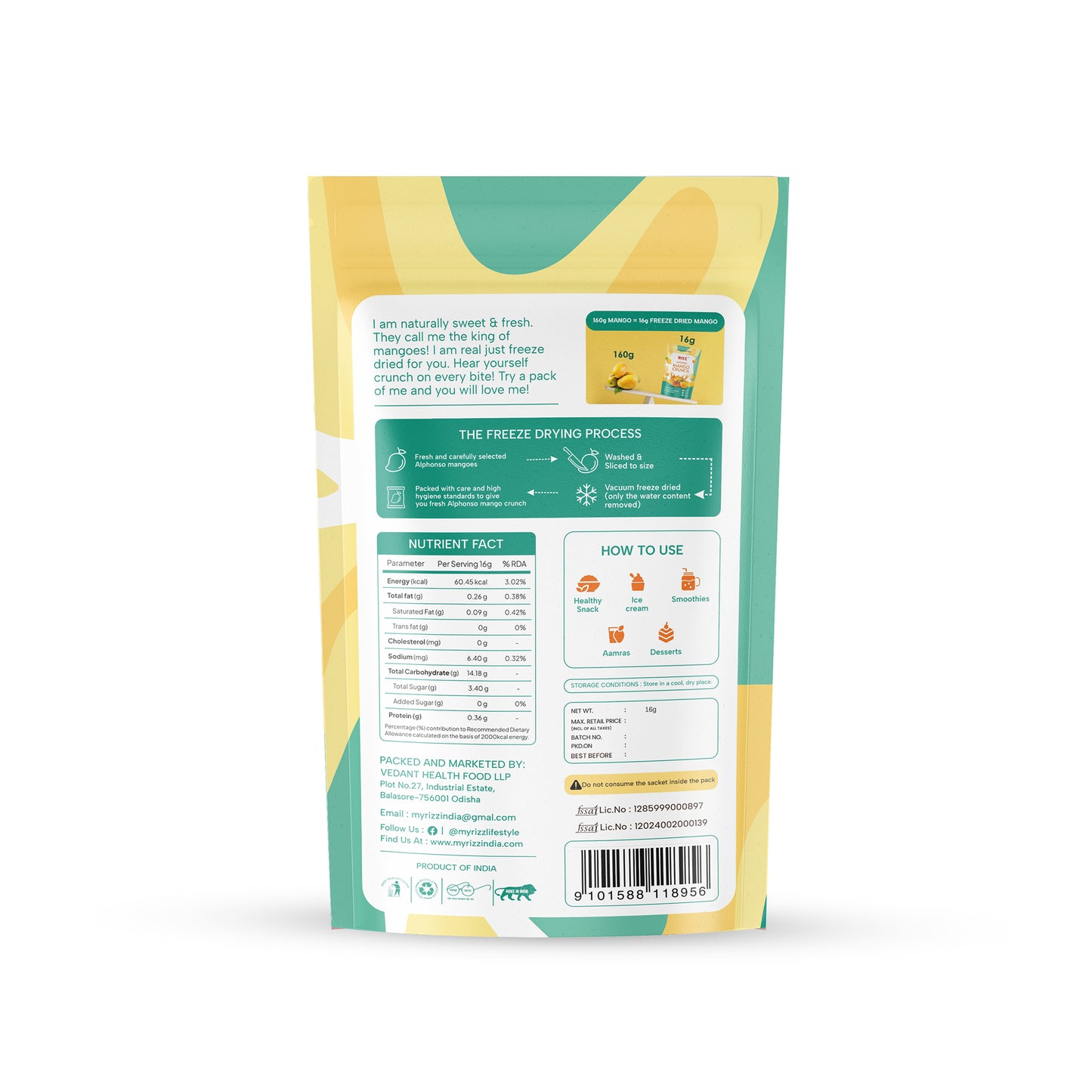 Rizz Mango Crunchies – Freeze Dried Alphonso Mango Snack | No Added Sugar | Healthy Fruit Snack (Pack of 2)