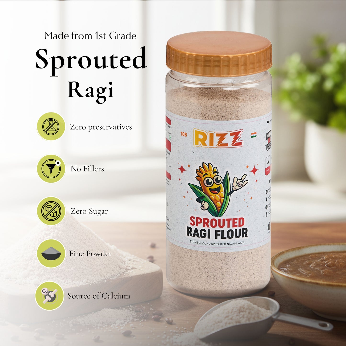 Sprouted Ragi Flour/Nachni Atta - Nourish Your Family